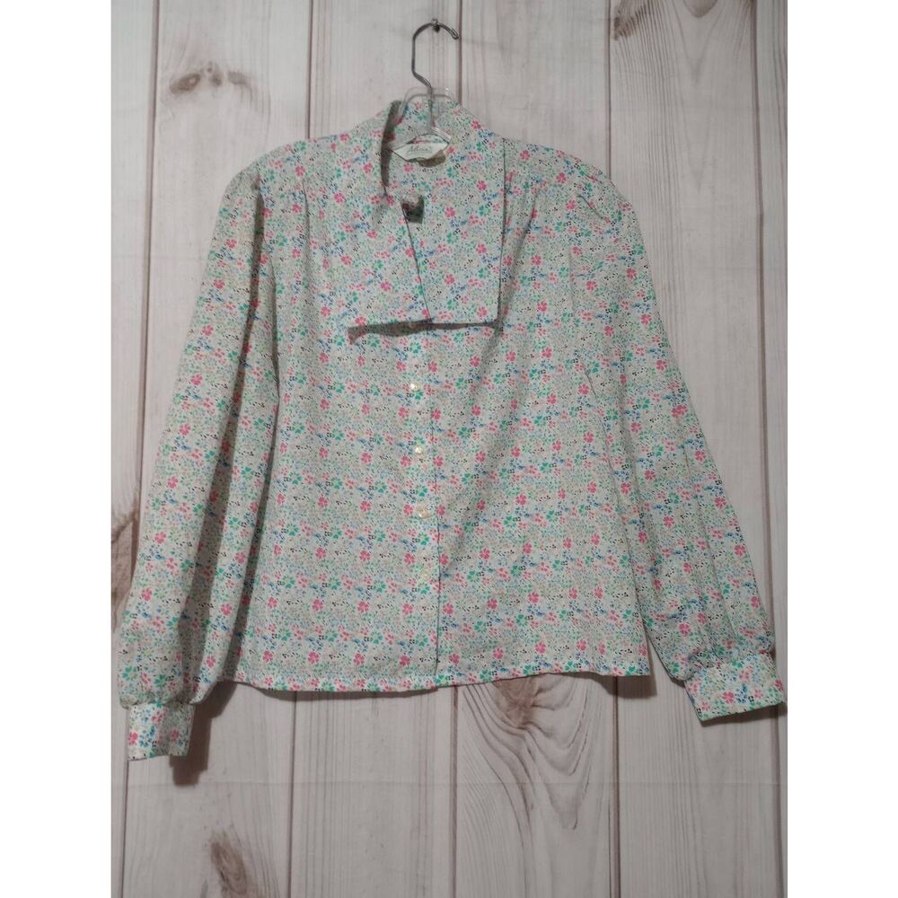 Alicia Shirt Ladies 10 Petite Button Front Long Sleeve‎ Pink Floral